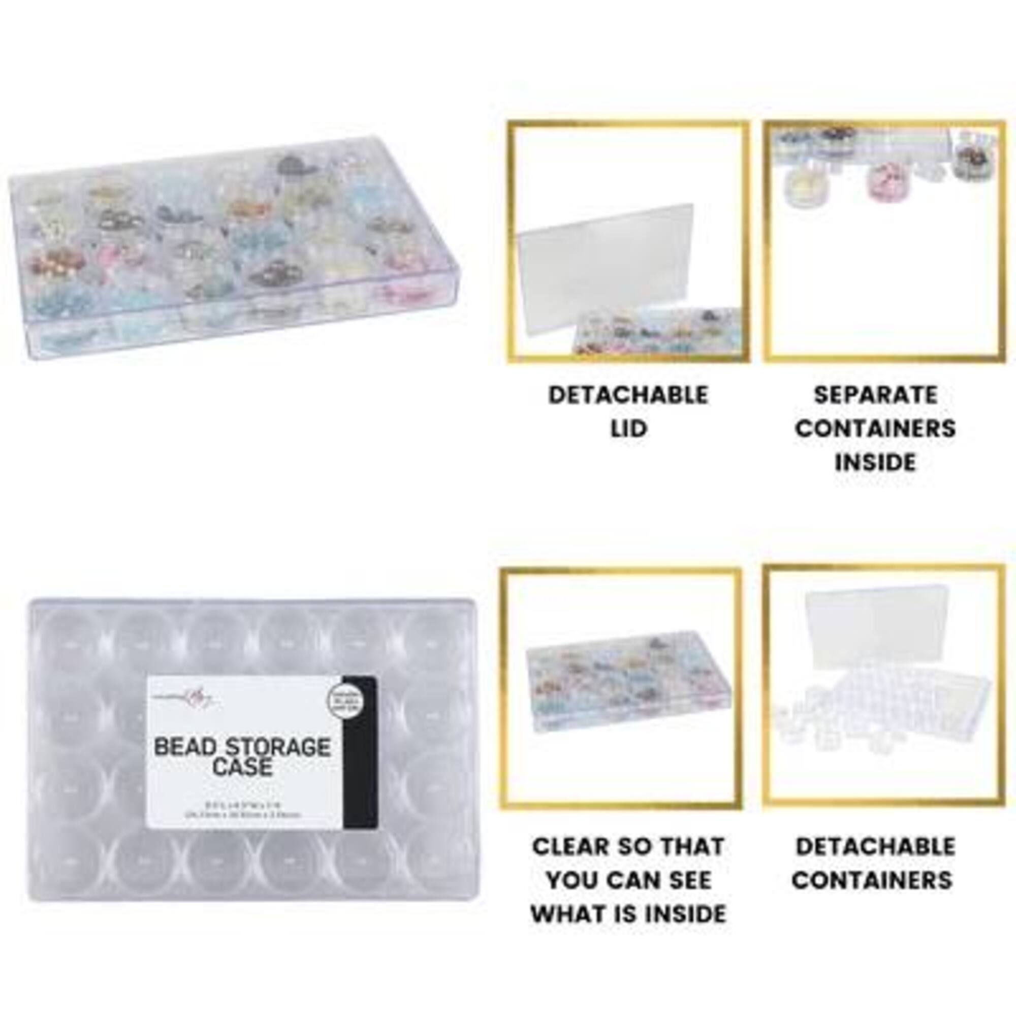 Everything Mary Large Plastic Bead Storage Organizer Box with 24 Jars